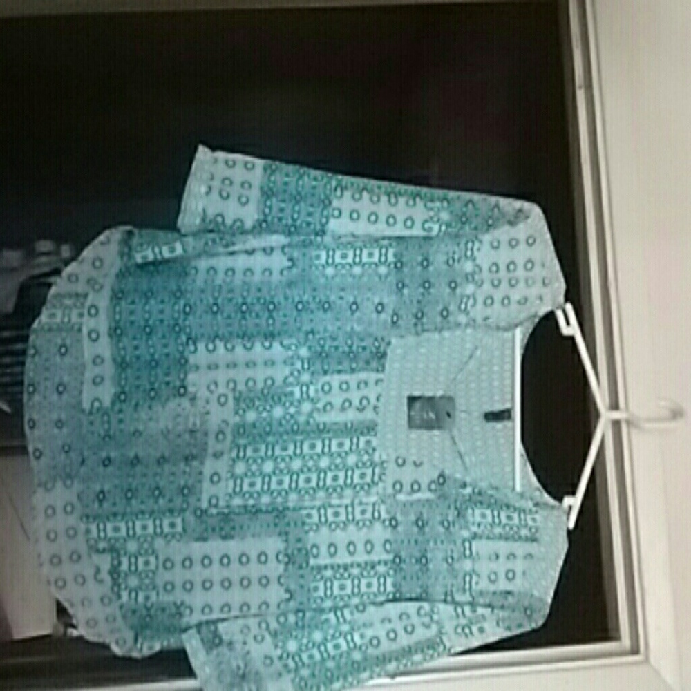 Half sleeve light green white grey and blue shirt